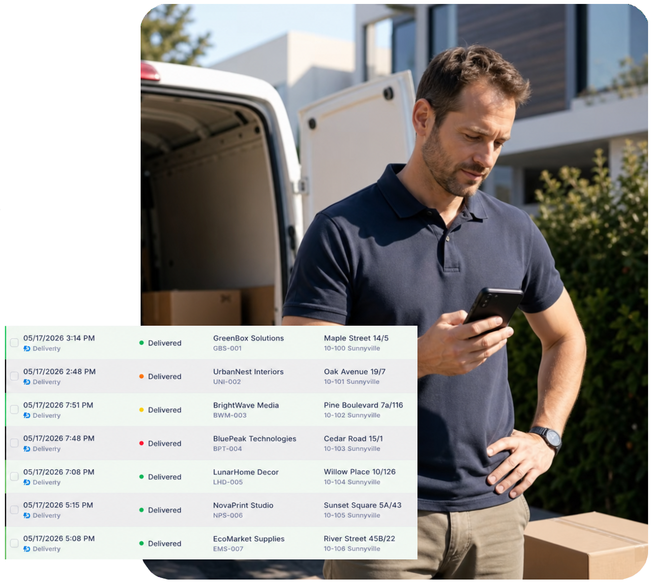 Driver management phone application interfaces